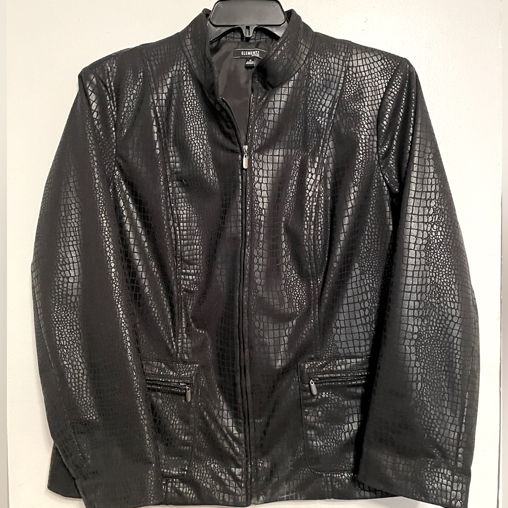Elementz Faux Leather Jacket With Zip Front Pockets
